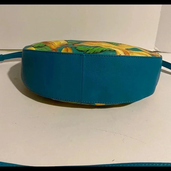 Handmade painted multicolor leather crossbody bag - Picture 4 of 12